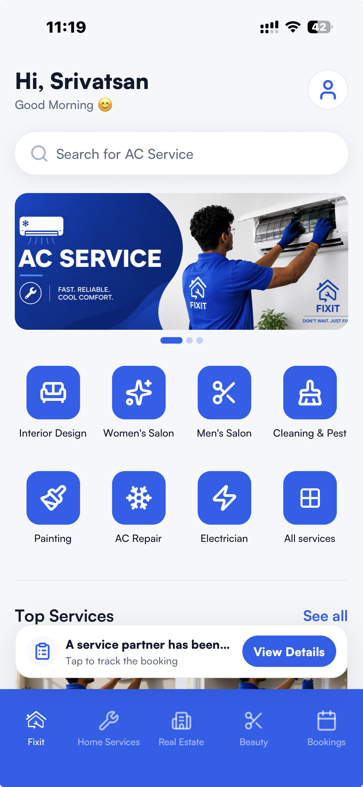 Fixit app screens
