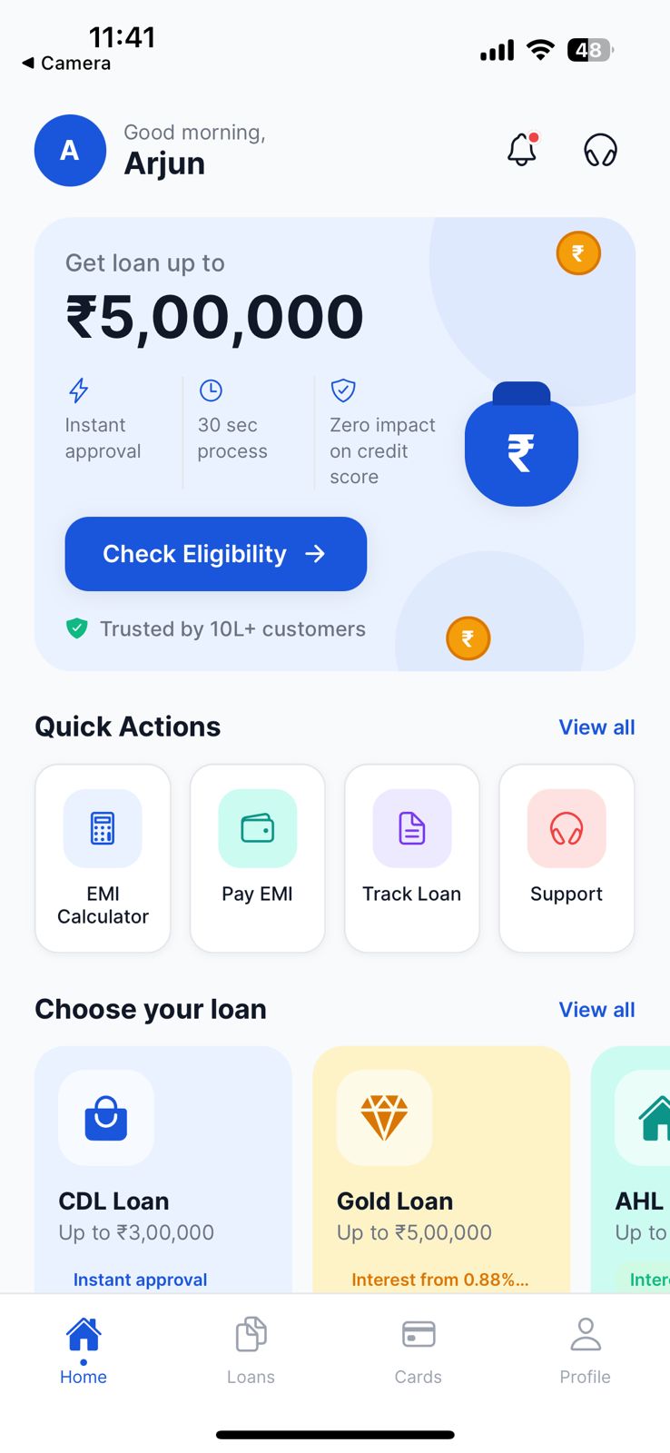 NBFC loan lending app screens